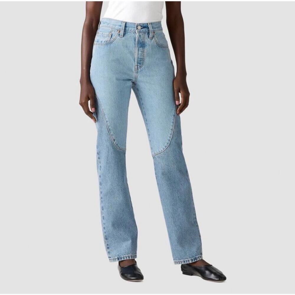 Levis 501 Original Chaps Jeans Women's 27 Two Tone Blue Western Straight